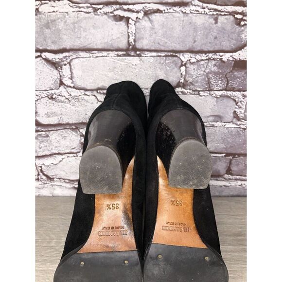 Jil Sander Black Suede Leather Pull On Heel Booties Boots Women Sz 35.5EU/5M US - Picture 16 of 16